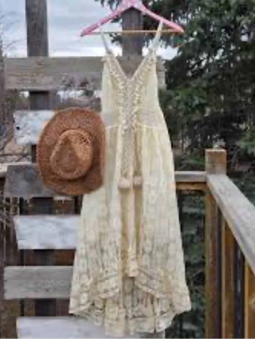 Cupshe Cream Crochet Lace Maxi Dress with Tassel Ties Size XL - Picture 4 of 16